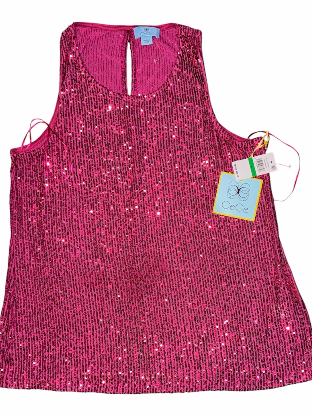 CeCe Hot Pink Sequin Tank